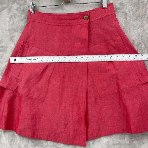 Postmark Anthropologie Vast Wrap Coral Linen Silk Blend Layered Skirt - Picture 9 of 10